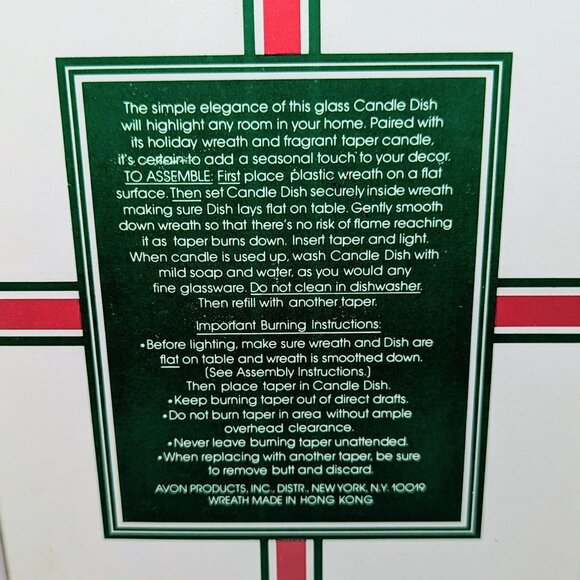 Vtg Avon Holiday Candle Dish With Floral Medley Taper Candle & Wreath - Picture 5 of 7